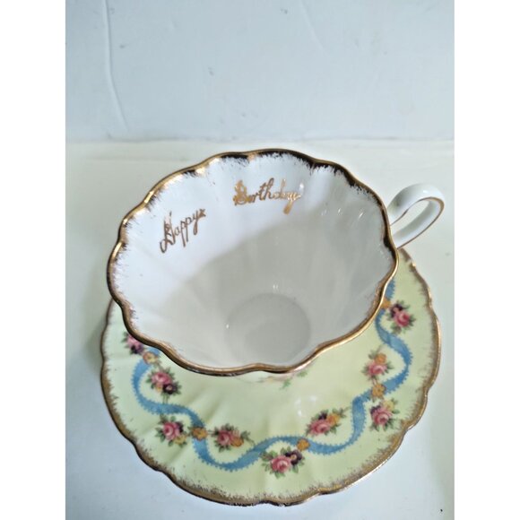 Royal Stafford Porcelain Cup & Saucer Special Occasion Series Happy Birthday - Picture 4 of 16